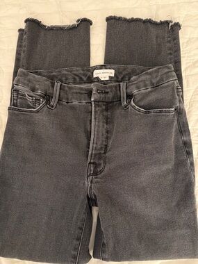 Good American Washed Black High-Rise Jeans with Frayed Hem